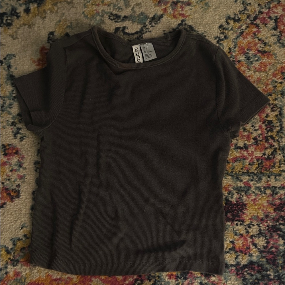 H&M Divided Charcoal Ribbed Top